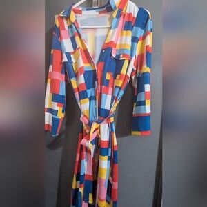  Geo Print Wrap Dress